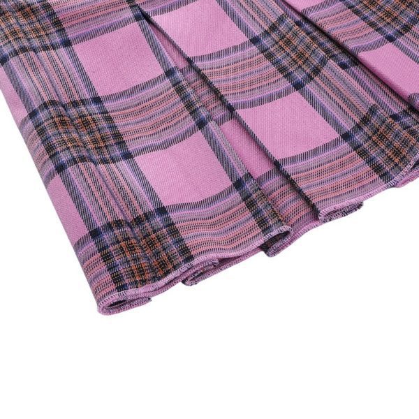 High Waist Plaid Pink Mini Skirt Details 2