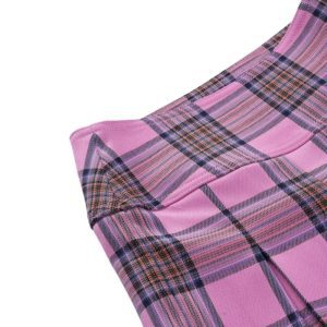 High Waist Plaid Pink Mini Skirt Details