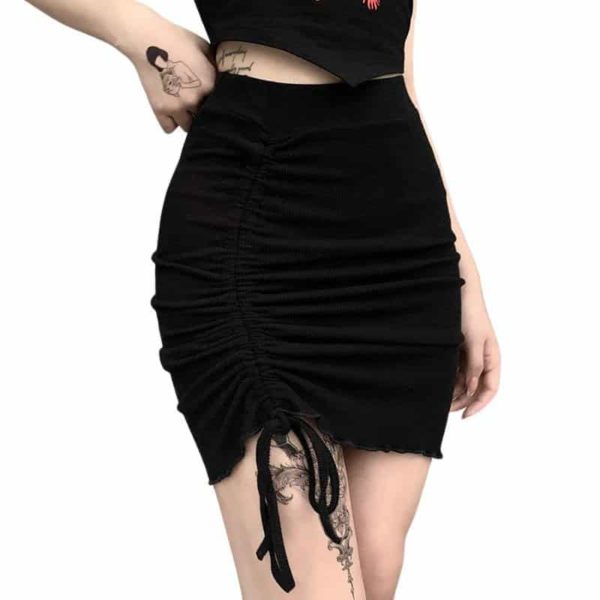High Waist Ruched Mini Skirt
