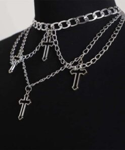 Metal Chains Crosses Necklace