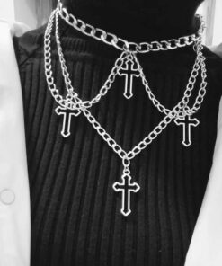 Metal Chains Crosses Necklace 3
