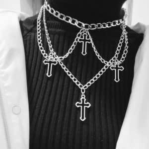 Metal Chains Crosses Necklace 3