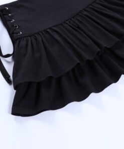 Ruffled Eyelet Black Mini Skirt Details 2