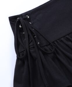 Ruffled Eyelet Black Mini Skirt Details 3