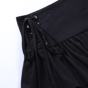Ruffled Eyelet Black Mini Skirt Details 3