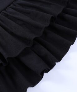 Ruffled Eyelet Black Mini Skirt Details 4