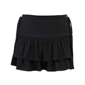 Ruffled Eyelet Black Mini Skirt Full