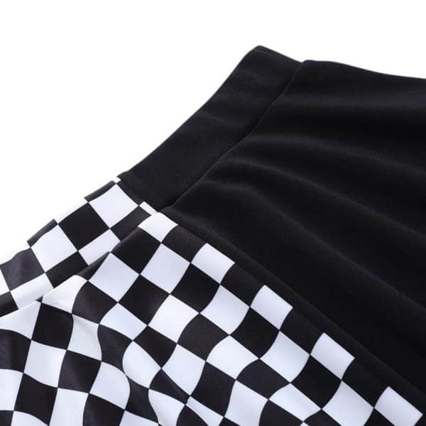 Checkerboard Split Mini Skirt Details 2