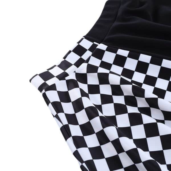 Checkerboard Split Mini Skirt Details 3