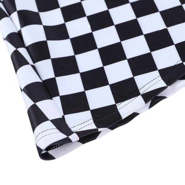 Checkerboard Split Mini Skirt Details 4