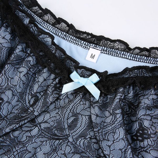 Floral Lace Double Layer Mini Dress Details 3