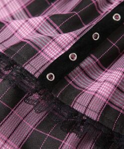 Purple Plaid Lace Trim Mini Skirt Details 2