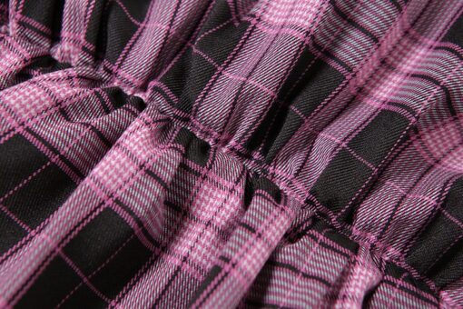 Purple Plaid Lace Trim Mini Skirt Details 4