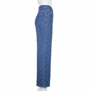 Baggy Jeans with Plaid White Stitches Side Full 2