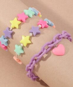 Candy Heart Chain Stars Bracelet Sets 2