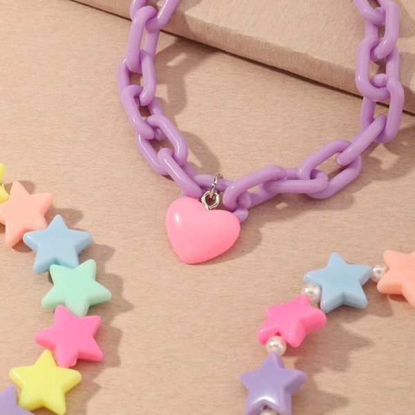 Candy Heart Chain Stars Bracelet Sets 3