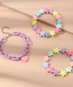 Candy Heart Chain Stars Bracelet Sets 4