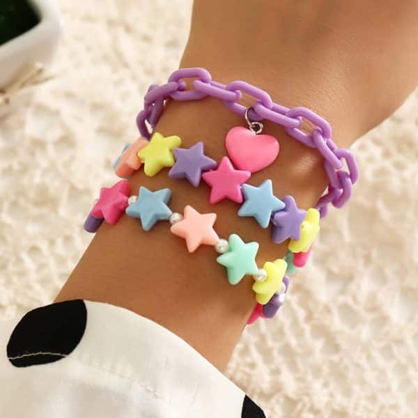 Candy Heart Chain Stars Bracelet Sets