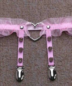 Heart Ring Lace Leg Garter Pink
