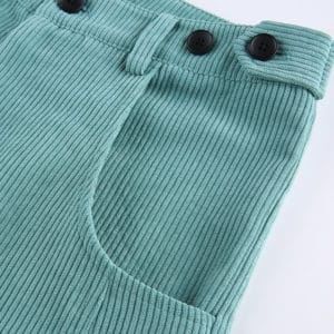 High Waist Green Corduroy Trousers Details 2