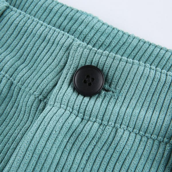 High Waist Green Corduroy Trousers Details 3