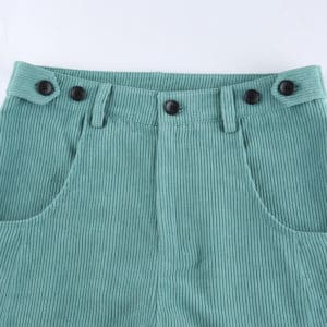 High Waist Green Corduroy Trousers Details