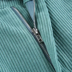 High Waist Green Corduroy Trousers Details 4