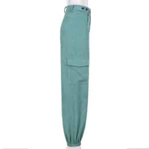 High Waist Green Corduroy Trousers Full Side 2