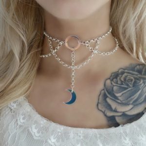 Iridescent Pastel Moon Choker Necklace