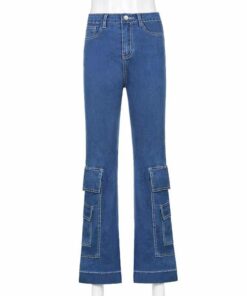 Loose Straight Jeans with Pockets Full Front