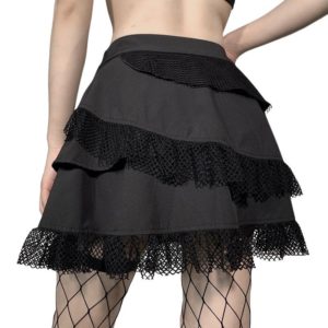 Mini Skirt with Irregular Lace Trim 3