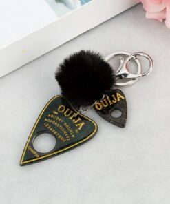 Ouija Board with Puff Ball Keychain Gold Line