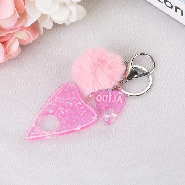 Ouija Board with Puff Ball Keychain Hot Pink