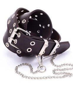 Vegan Leather Double Exhaust Eye Belt with Chain