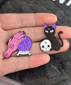 Wicca Crystal Ball Cat Pin