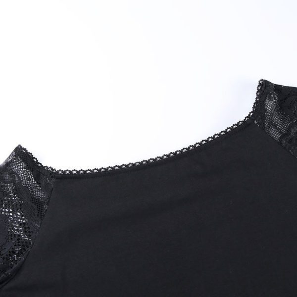 Black Top with Lace Short Sleeves Details