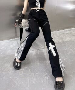 High Waist Trousers with Lace Cross Leg 6