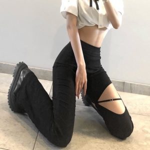 Hollow Out Leg Flare Pants 3