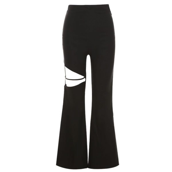 Hollow Out Leg Flare Pants Full
