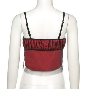 Mesh Cami Top with Front Bow Red Full Back