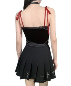 Red Cross Black Camisole Back