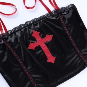 Red Cross Black Camisole Details 2