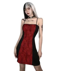 Web Spider Mini Dress with Bow Red 2