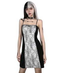 Web Spider Mini Dress with Bow White 2