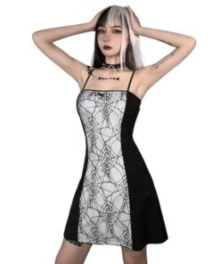 Web Spider Mini Dress with Bow White 3