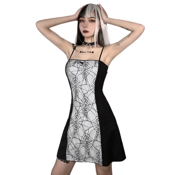 Web Spider Mini Dress with Bow White 3