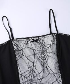Web Spider Mini Dress with Bow White Details