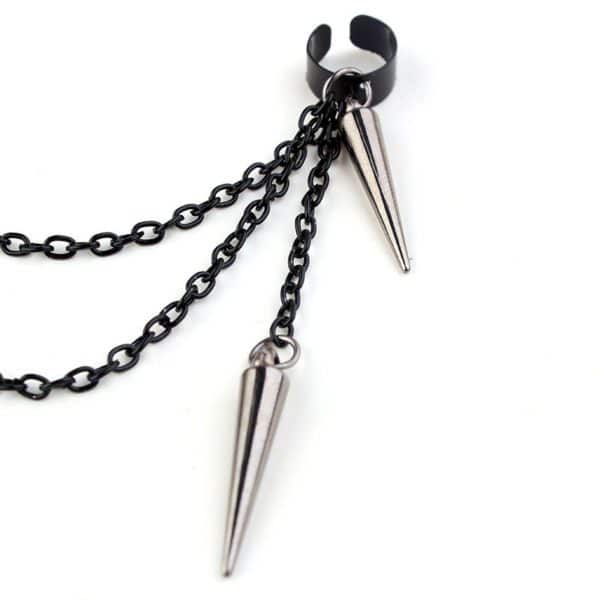Black Long Chain Tassel Earrings 2