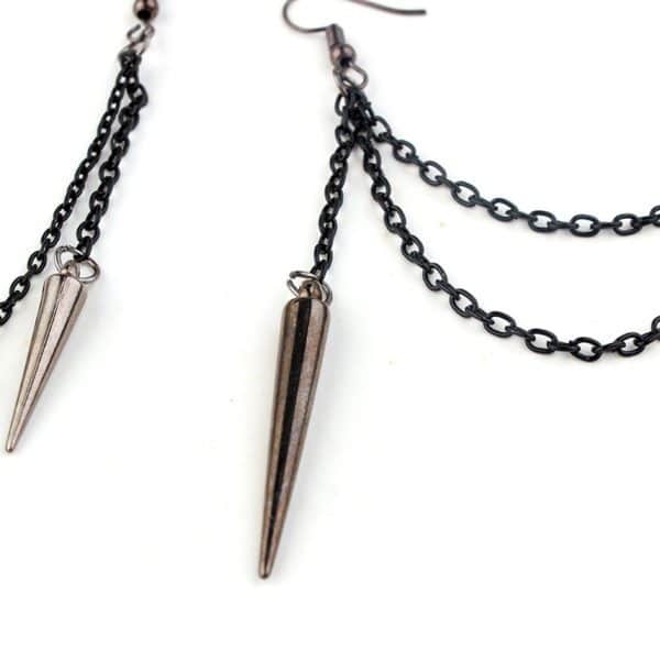Black Long Chain Tassel Earrings 3