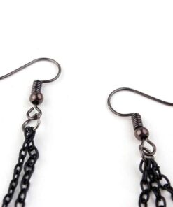 Black Long Chain Tassel Earrings 5